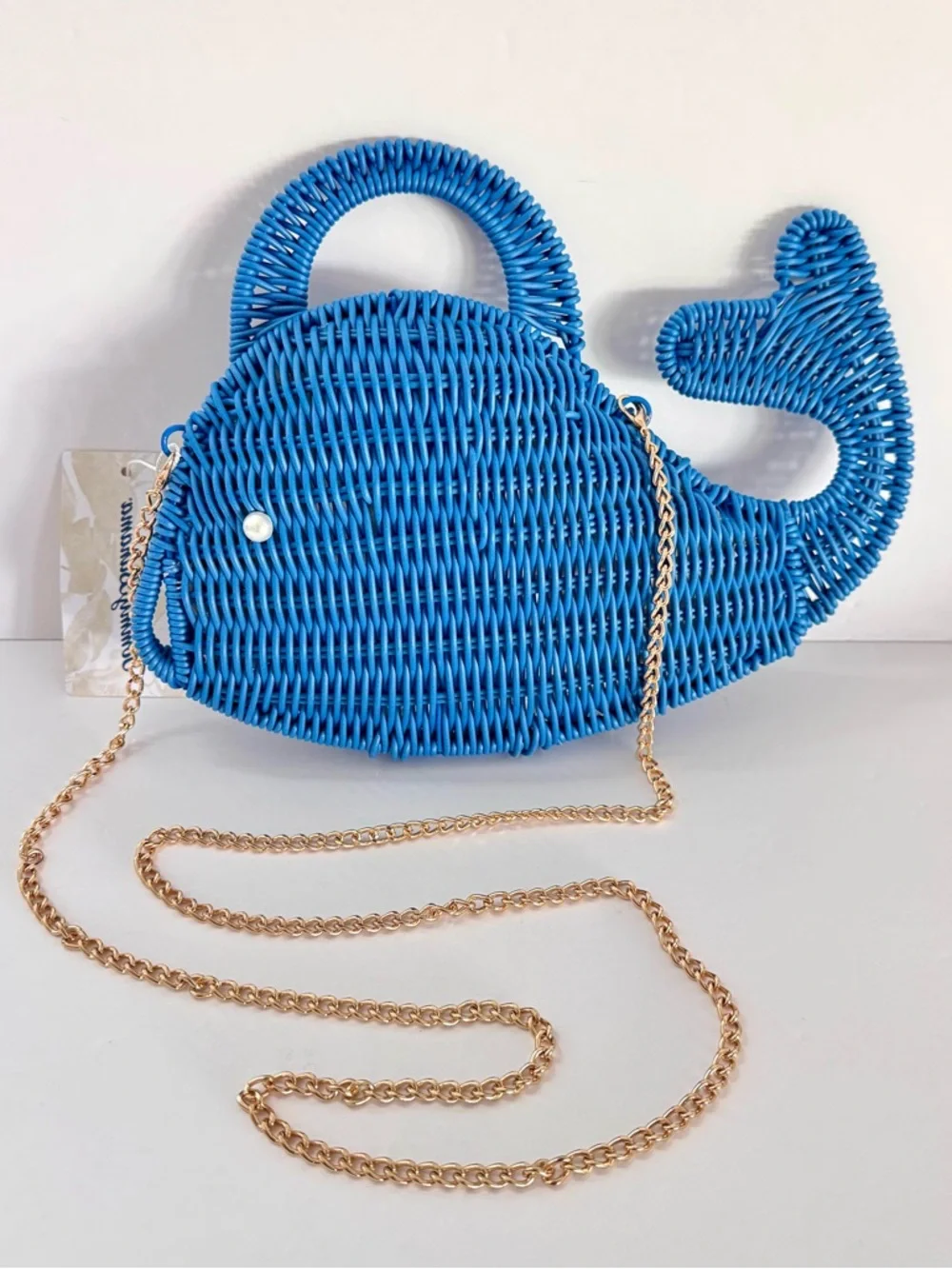 Tommy Bahama Whale Woven Crossbody Bag Blue NWT Novelty Beach Purse
